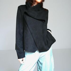 NWT Drape Front Suede Jacket